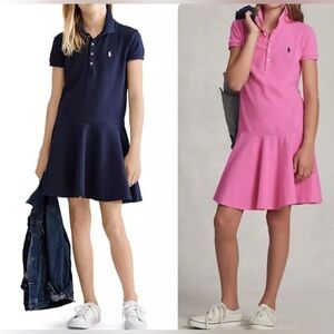 2 Ralph Lauren Stretch Mesh Polo Dresses (Color:Navy & Pink) (Size: M 8-10)